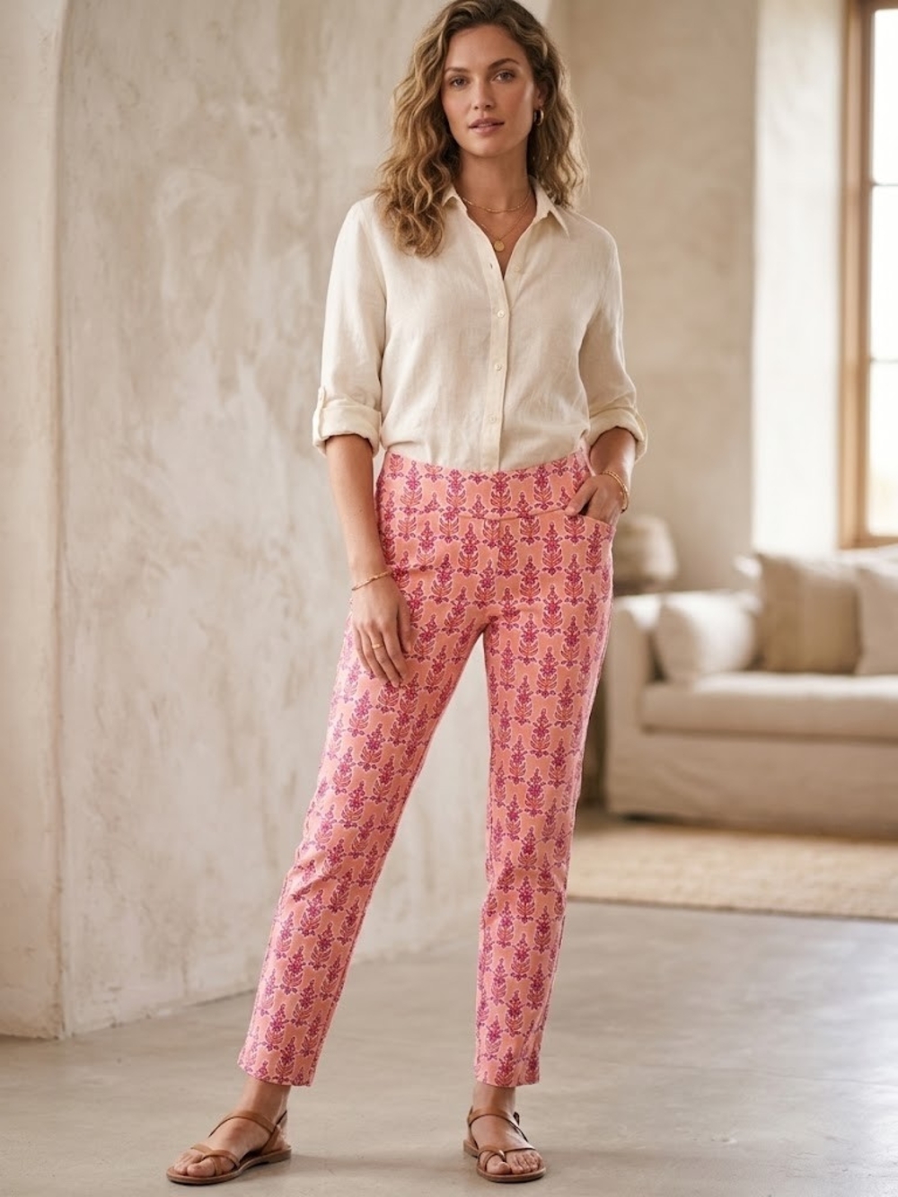 Spartina 449 Callawassie Blooms Floral Slim Cropped Pants